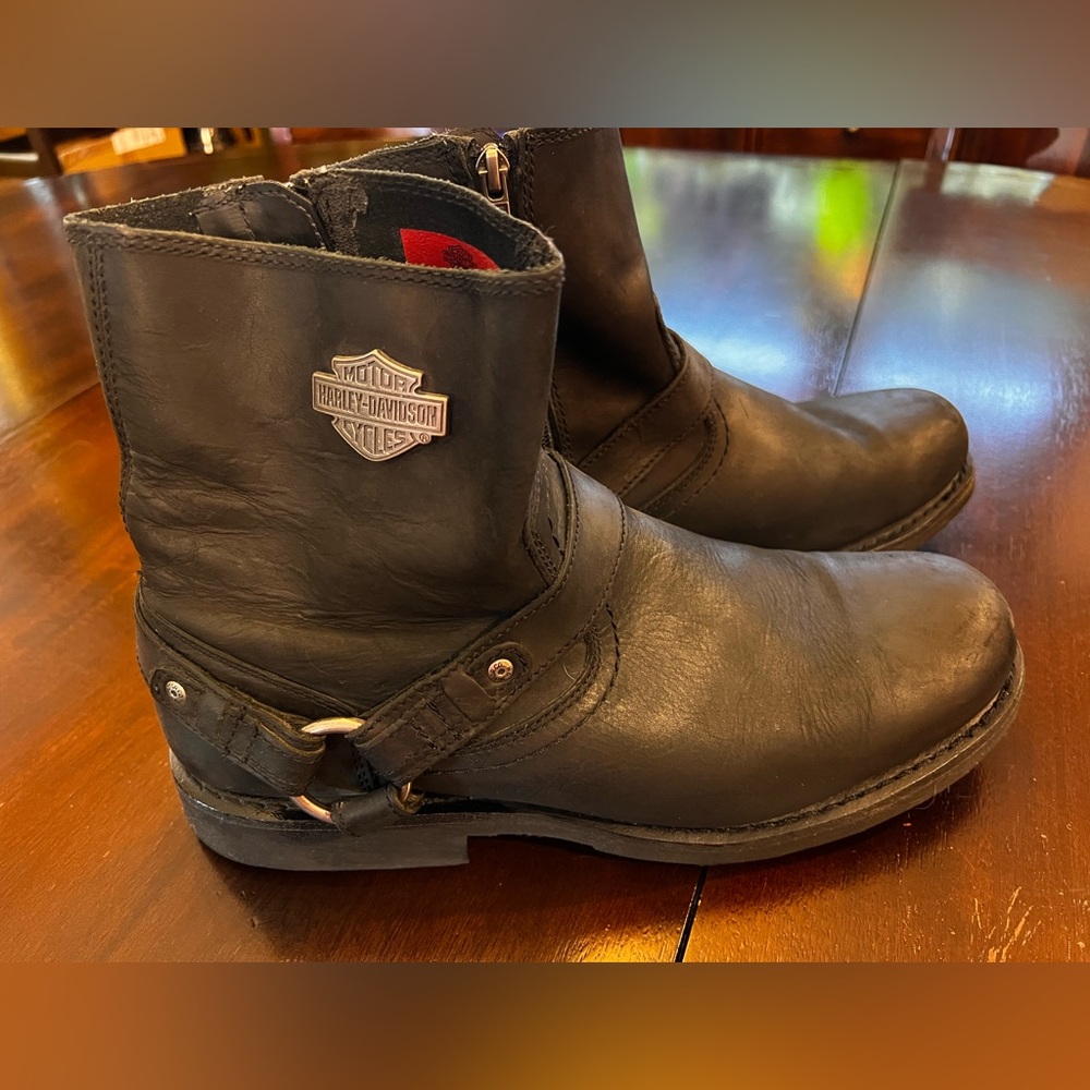 Harley-Davidson  Black Men’sHarness 7” Motorcycle Boots Side Zip 95252 Sz12